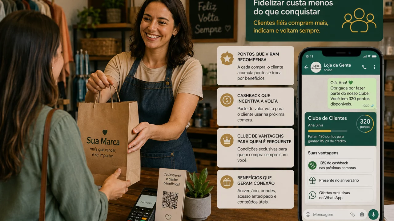Programa de fidelidade para loja pequena: como usar CRM, pontos ou cashback sem virar custo