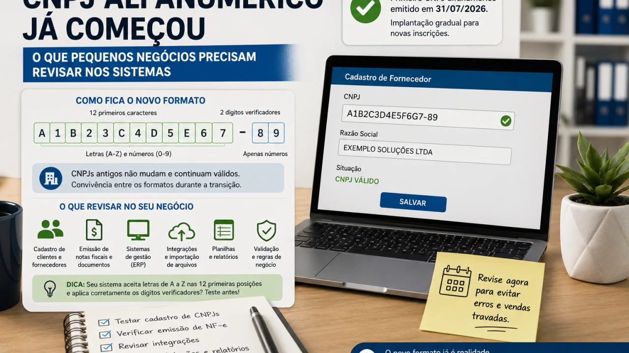 CNPJ alfanumérico já começou: o que pequenos negócios precisam revisar nos sistemas