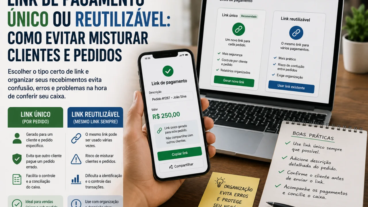 Link de pagamento único ou reutilizável: como evitar misturar clientes e pedidos