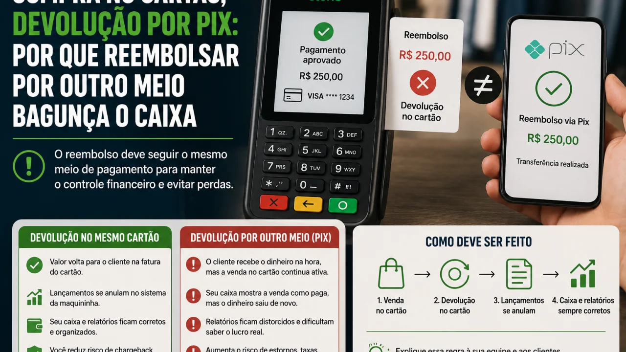 Compra no cartão, devolução por Pix: por que reembolsar por outro meio bagunça o caixa