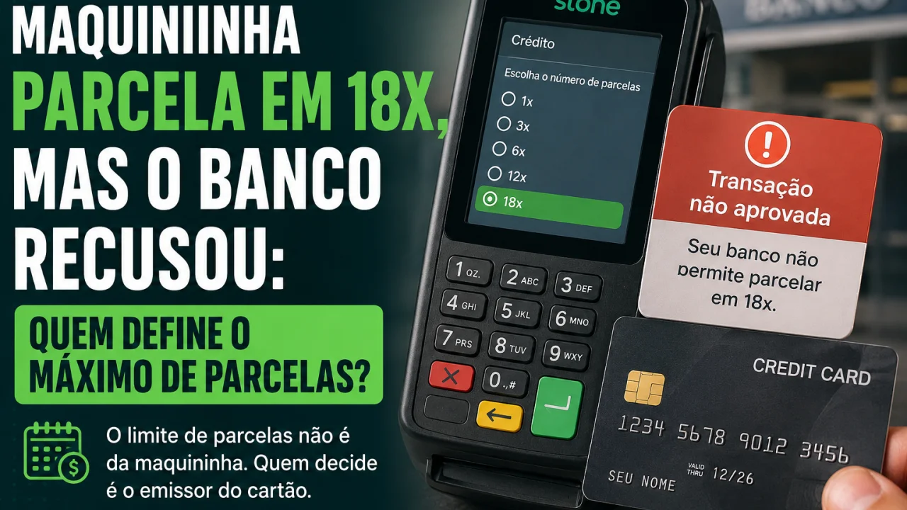 Maquininha parcela em 18x, mas o banco recusou: quem define o máximo de parcelas?