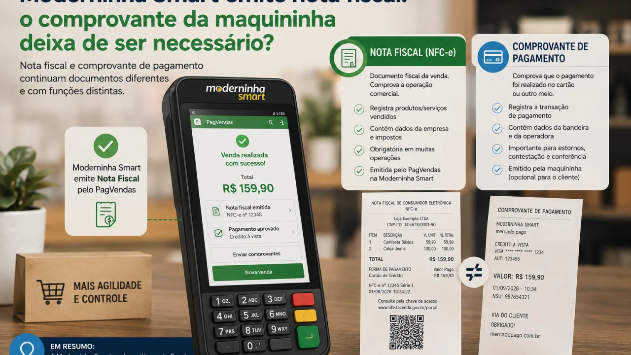 Moderninha Smart emite nota fiscal: o comprovante da maquininha deixa de ser necessário?